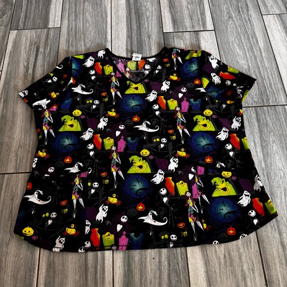 Women’s Halloween Nightmare Before Christmas Scrub Top 3XL Jack Sally Black - Picture 1 of 8